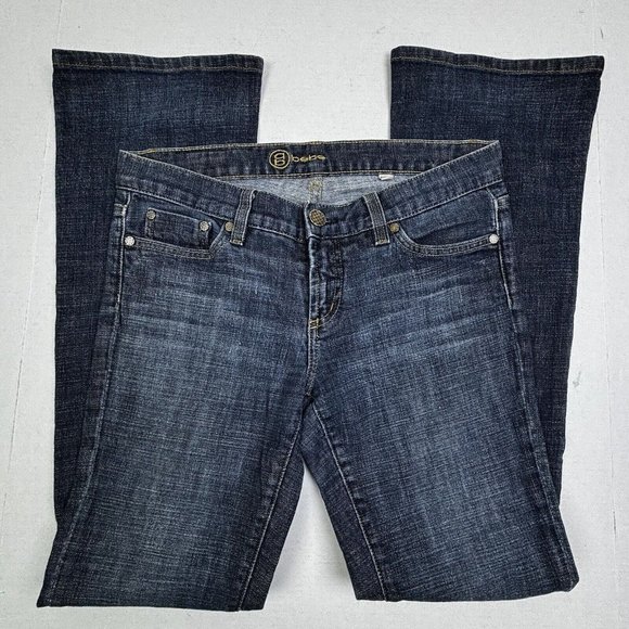 Bebe Jeans Womens 30X31 Petite Blue Bootcut Flare Dark Wash Denim‎ Logo Y2K EUC - Picture 1 of 8